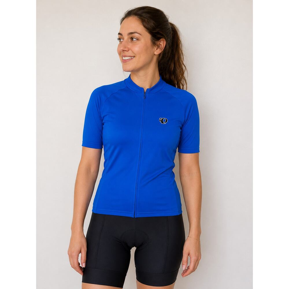 Y2K Pearl Izumi Cycling Jersey Women's Shirt Size L Royal Blue Pockets USA Sport